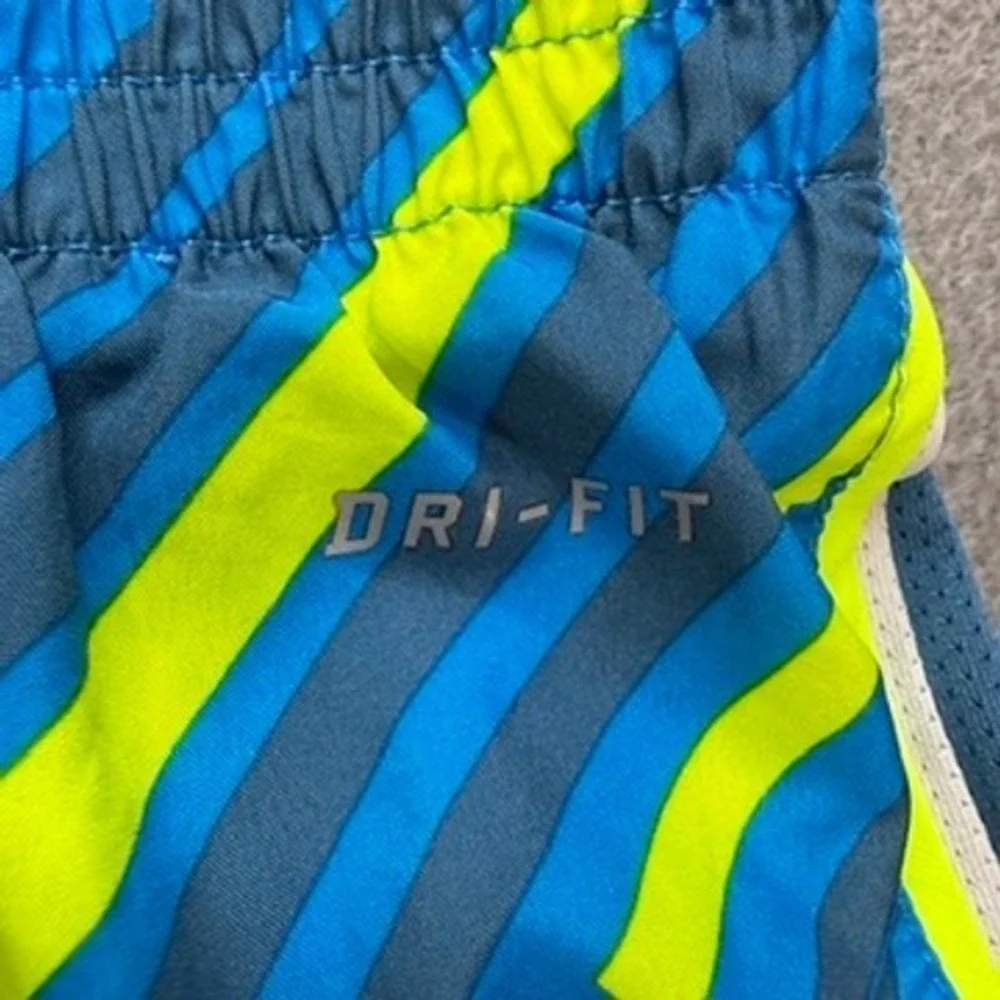Nike Running Shorts Dri-FIT Geometric Athletic Medium Blue Yellow Performance